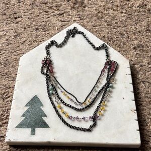 Fossil Multi-Strand Necklace with Pink, Yellow & Purple Beads